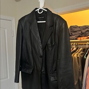 Tanner Krolle Black Leather Blazer Jacket